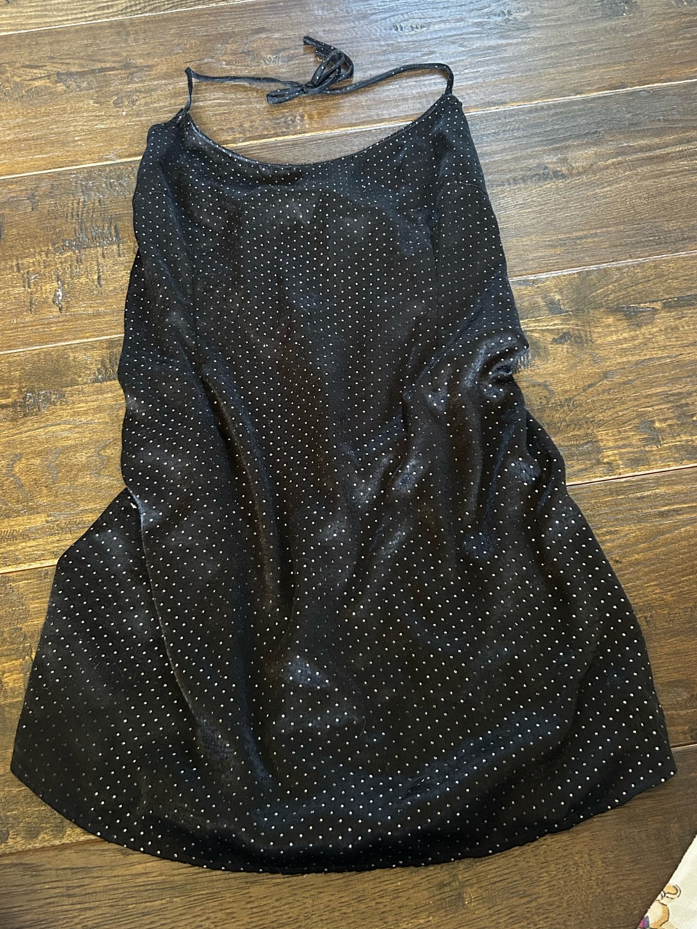 Nasty Gal Black Slip Dress with White Micro Dots